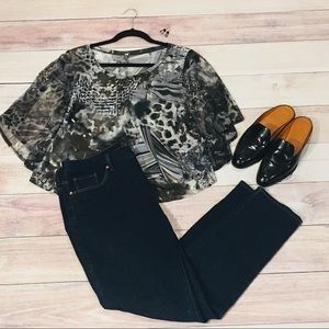 Multiprint poncho style top